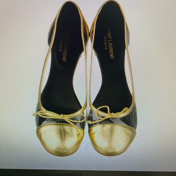 Saint Laurent gold leather ballet flats - Picture 2 of 5